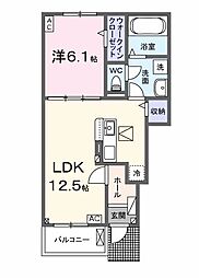 シエル 1LDKの間取図画像