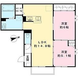 ウィステリア東鶉 2LDKの間取図画像