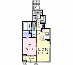 マルシェ3 1LDKの間取図画像