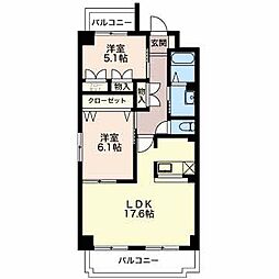 グランシャリオ薮田 2LDKの間取図画像