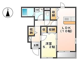 サンハイツ・カトー 1LDKの間取図画像
