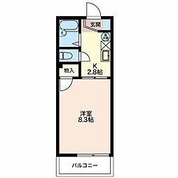 コロボックルA 1Kの間取図画像
