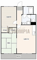 ガーデンロイヤルA 2DKの間取図画像