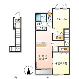 ランドスケープANDO5 2LDKの間取図画像