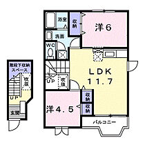 シャン・ド・フルール 202 ｜ 福岡県大牟田市大字久福木669-1（賃貸アパート2LDK・2階・58.12㎡） その2