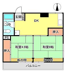 港町ビル 2DKの間取図画像