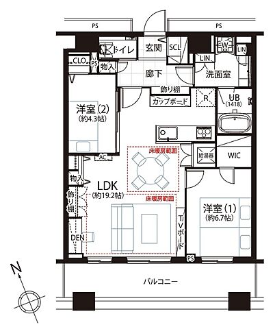 間取り 勝どきザ・タワー 36階/-