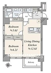 レガリアレジデンス南千住ウインドシティ 2LDKの間取図画像