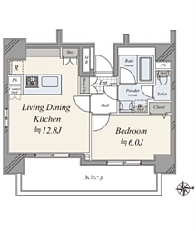 アイル秋葉原ノース参番館 1LDKの間取図画像