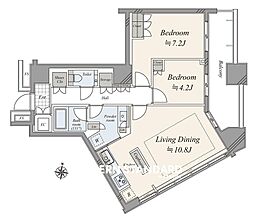 勝どきザ・タワー 2LDKの間取図画像