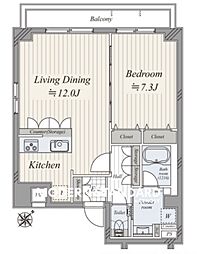 プレール・ドゥーク月島 1LDKの間取図画像