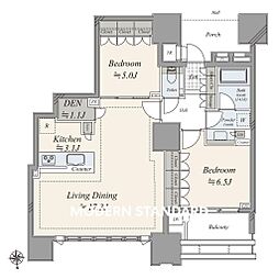ドゥ・トゥールEAST棟 2LDKの間取図画像