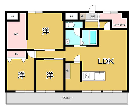 3つの洋室と広々LDK、WICやシューズクロークも備え、家族それぞれの時間と収納を両立できます。
