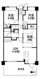 デ・リード緑地公園 3LDKの間取図画像