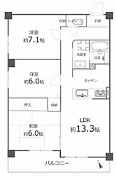 クラウンハイム尼崎昭和通 3LDKの間取図画像