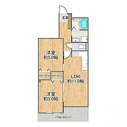 芦屋パインクレスト 2LDKの間取図画像