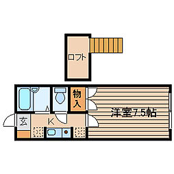 コーポ鷺ケ森21 1Kの間取図画像