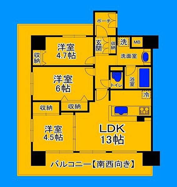 画像2:コの字型バルコニーのある広いお部屋！