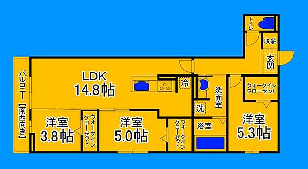 大阪府堺市堺区向陵中町1丁(賃貸アパート3LDK・2階・70.97㎡)の写真 その2