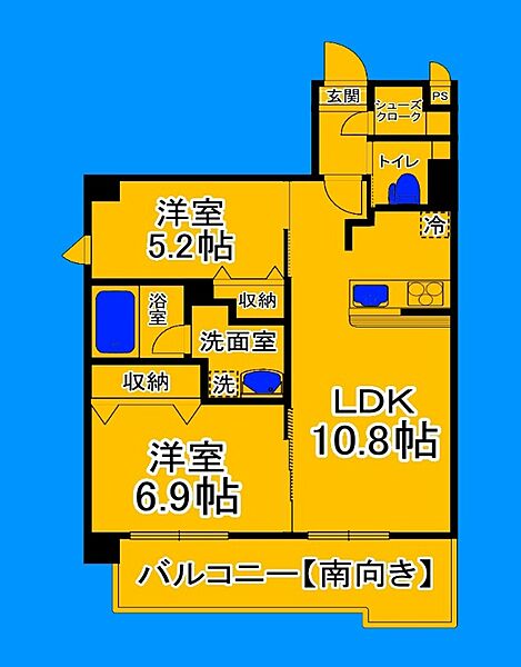 間取：2LDKの広々としたお部屋です！