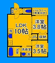 大阪府堺市堺区錦綾町2丁（賃貸アパート2LDK・2階・38.61㎡） その2