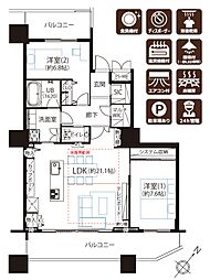 パークタワー東京フロント 2LDKの間取図画像