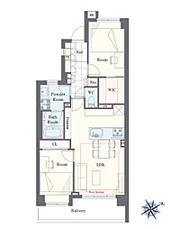 クリオ恵比寿弐番館 2LDKの間取図画像