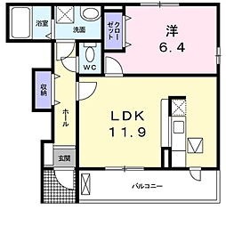グリーンフィールド2 1LDKの間取図画像