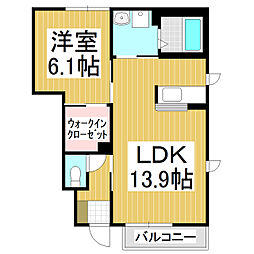 シンフォニー西軽井沢A棟 1LDKの間取図画像