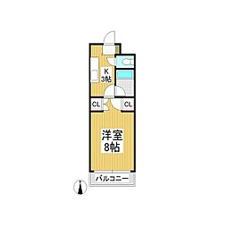 パークタウン小諸B 1Kの間取図画像