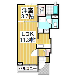 フォーリスト 1LDKの間取図画像