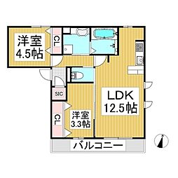 プラムクリークE 2LDKの間取図画像