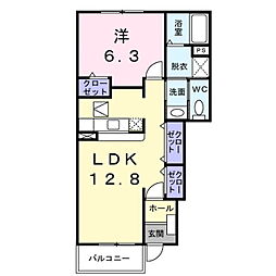 プリムローズ 1LDKの間取図画像