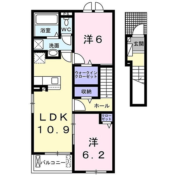長野県小諸市甲(賃貸アパート2LDK・2階・58.57㎡)の写真 その2
