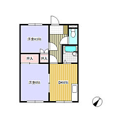 イーストバレー 1階2DKの間取り
