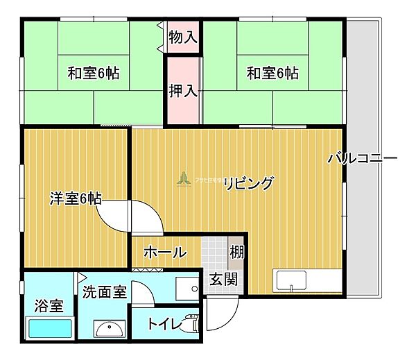 グレース小森野 202｜福岡県久留米市小森野3丁目(賃貸アパート3LDK・2階・59.00㎡)の写真 その2