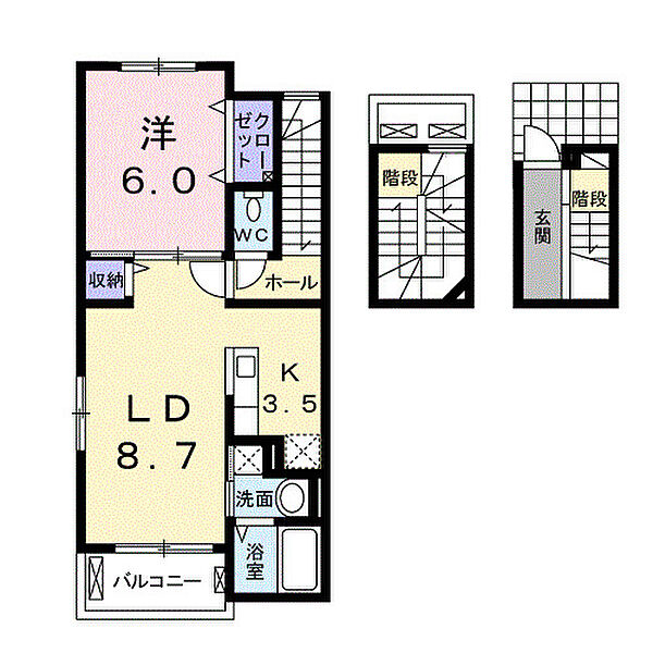 アーバンリーム壱番館 304｜福岡県久留米市東合川町(賃貸アパート1LDK・3階・53.00㎡)の写真 その2