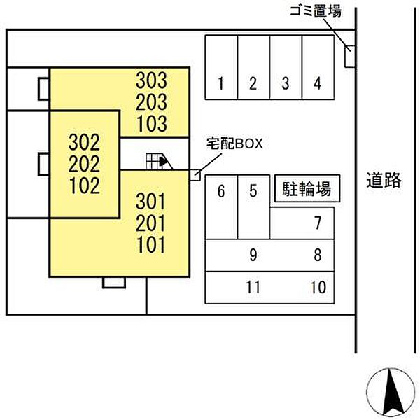 ラ・ルーチェ宮の陣駅前 303｜福岡県久留米市宮ノ陣1丁目(賃貸アパート1LDK・3階・41.68㎡)の写真 その3