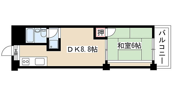 鶴舞公園ハイツ 305｜愛知県名古屋市昭和区鶴舞４丁目(賃貸マンション1DK・3階・25.11㎡)の写真 その2