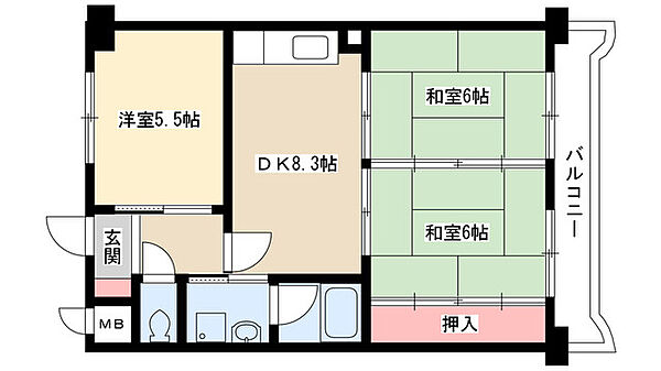 第三大森マンション 506｜愛知県名古屋市南区鶴見通４丁目(賃貸マンション3DK・5階・56.32㎡)の写真 その2