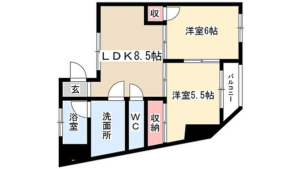 まるはちビル 3F WEST｜愛知県名古屋市南区桜台１丁目(賃貸マンション2LDK・3階・45.03㎡)の写真 その2