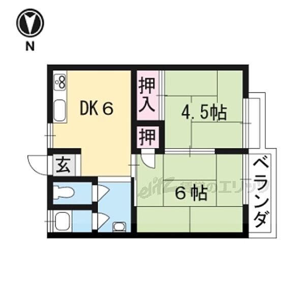 京都府長岡京市開田３丁目(賃貸アパート2DK・2階・43.00㎡)の写真 その2