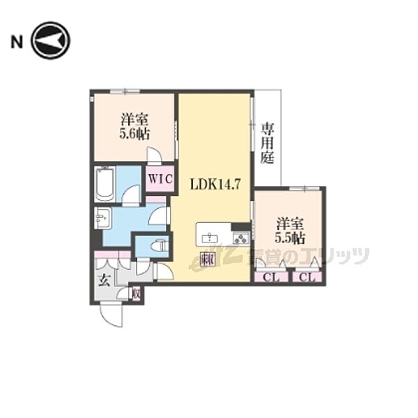 京都府京都市伏見区竹田内畑町(賃貸マンション2LDK・1階・59.63㎡)の写真 その2