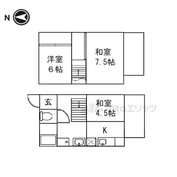 新町リバーハイツ5号 5｜京都府京都市伏見区淀新町(賃貸テラスハウス3K・1階・52.00㎡)の写真 その2