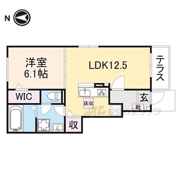 エスペランサ 106｜京都府木津川市山城町平尾茶屋前(賃貸アパート1LDK・1階・44.70㎡)の写真 その2