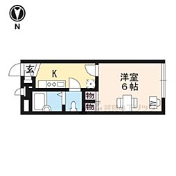 レオパレスサンメゾン 2階1Kの間取り