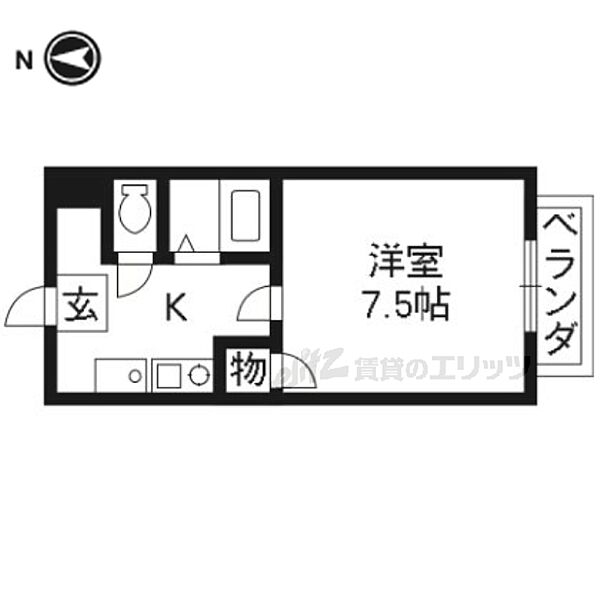 京都府宇治市広野町西裏(賃貸マンション1K・3階・22.00㎡)の写真 その2