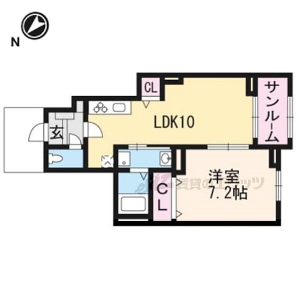 サンタ・シーマ 102｜京都府宇治市木幡南山(賃貸アパート1LDK・1階・43.50㎡)の写真 その2