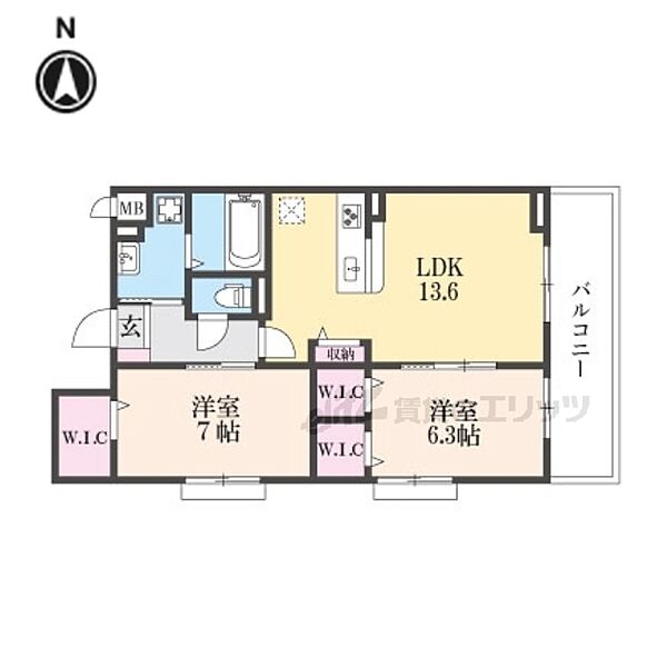 グランフォレスタ 205｜京都府京都市伏見区醍醐槇ノ内町(賃貸アパート2LDK・2階・60.31㎡)の写真 その2