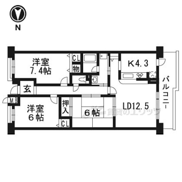 京都府京都市伏見区桃山町大島(賃貸マンション3LDK・3階・79.02㎡)の写真 その2